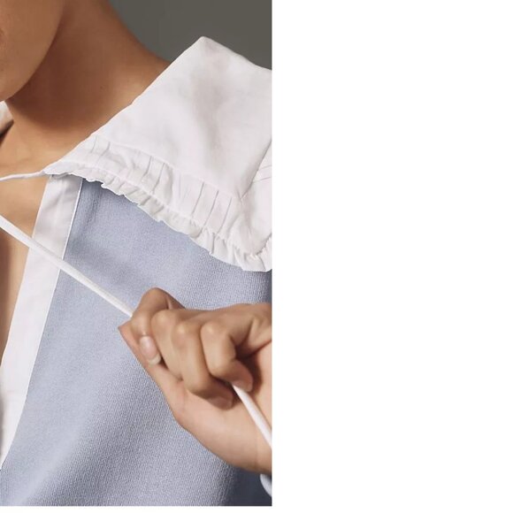 By Anthropologie Poplin-Collar V-Neck Sweatshirt  XL new with tag - Picture 3 of 4